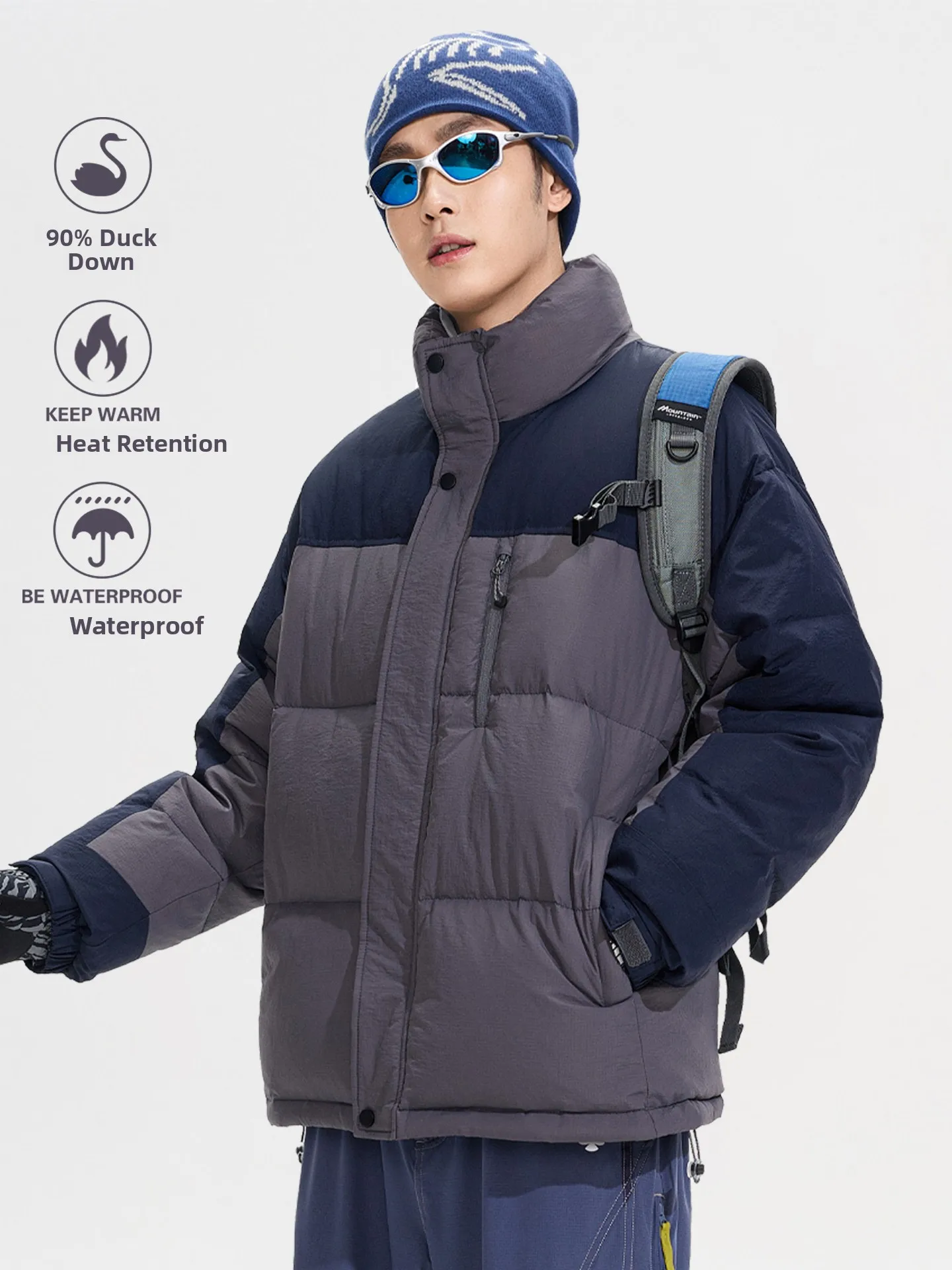 

Outdoor Windproof Waterproof Quilted down Jaet Stand Collar Du Feather Thiened Winter Warm Bread Sle ex Coat