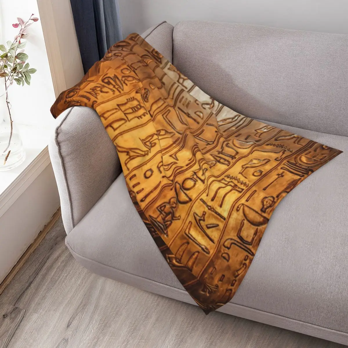 الهيروغليفية المصرية رمي بطانية السرير منقوشة الزخرفية أريكة البطانيات الفاخرة السياحية #3