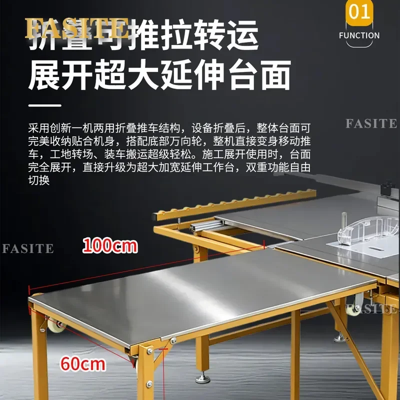 For Woodworking Precision Push Table Saw Folding Worktable Dust-free Multi-functional Portable Saw Station for Home DIY