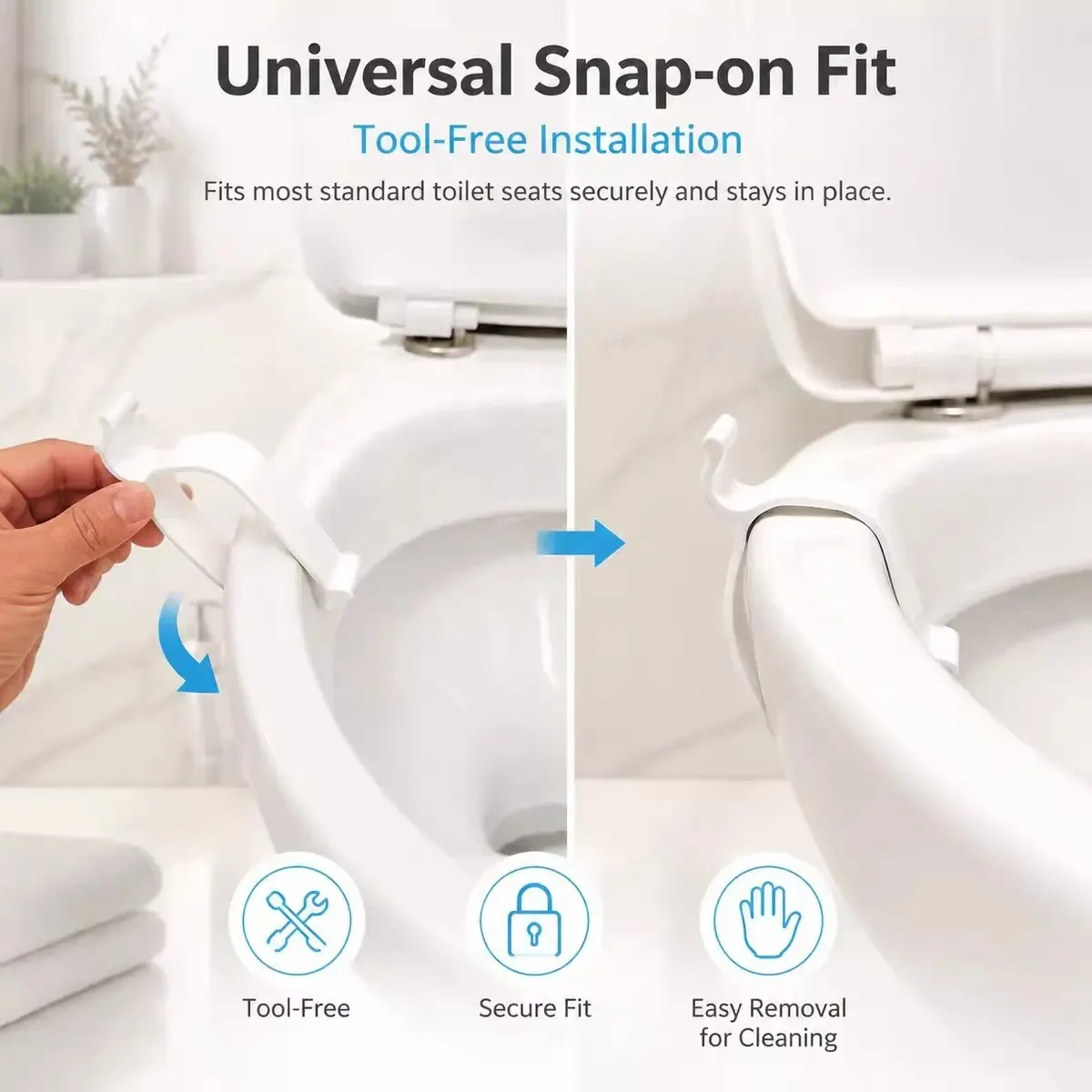 Toilet Seat Alignment Stabilizer Anti-Slip Brackets Fixer Prevent Shifting Wobbling Loose Universal Fit Bathroom Seat Holder
