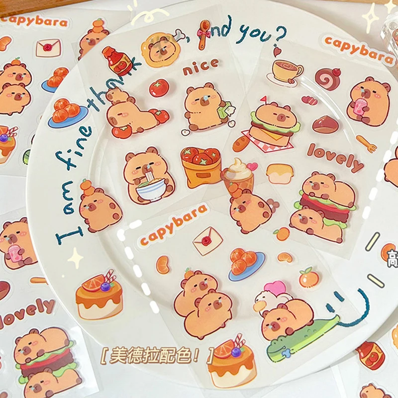 4Pcs Capybara PVC Sticker Animal Stickers Cartoon Sticker Stationery Wholesale birthday gift