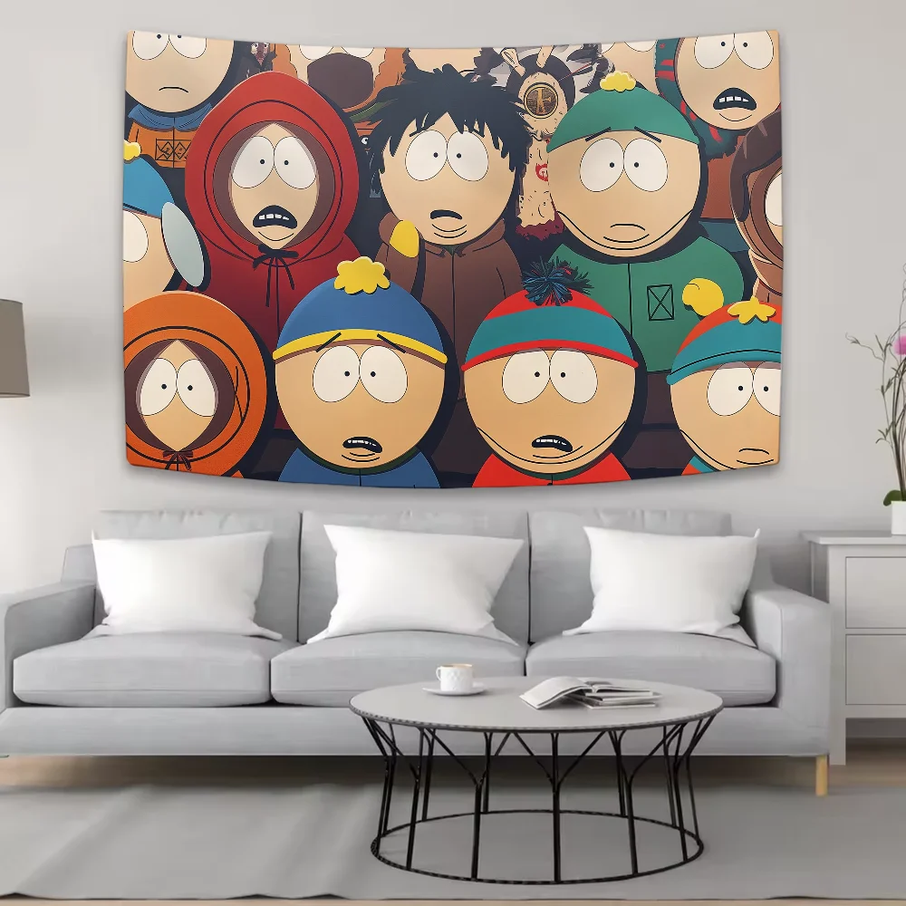 Funny Cartoon S-South P-Park Cute Funny Tapestry Background Hanging Cloth Bedroom Room Decor Aesthetic Tapestry Wall Party