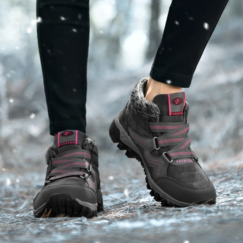 Ladies Non-Slip Jogging Walking BootsOutdoor Keep Warm Hiking Shoe Women Elderly Winter Snow Cotton Camping Causal Sneakers