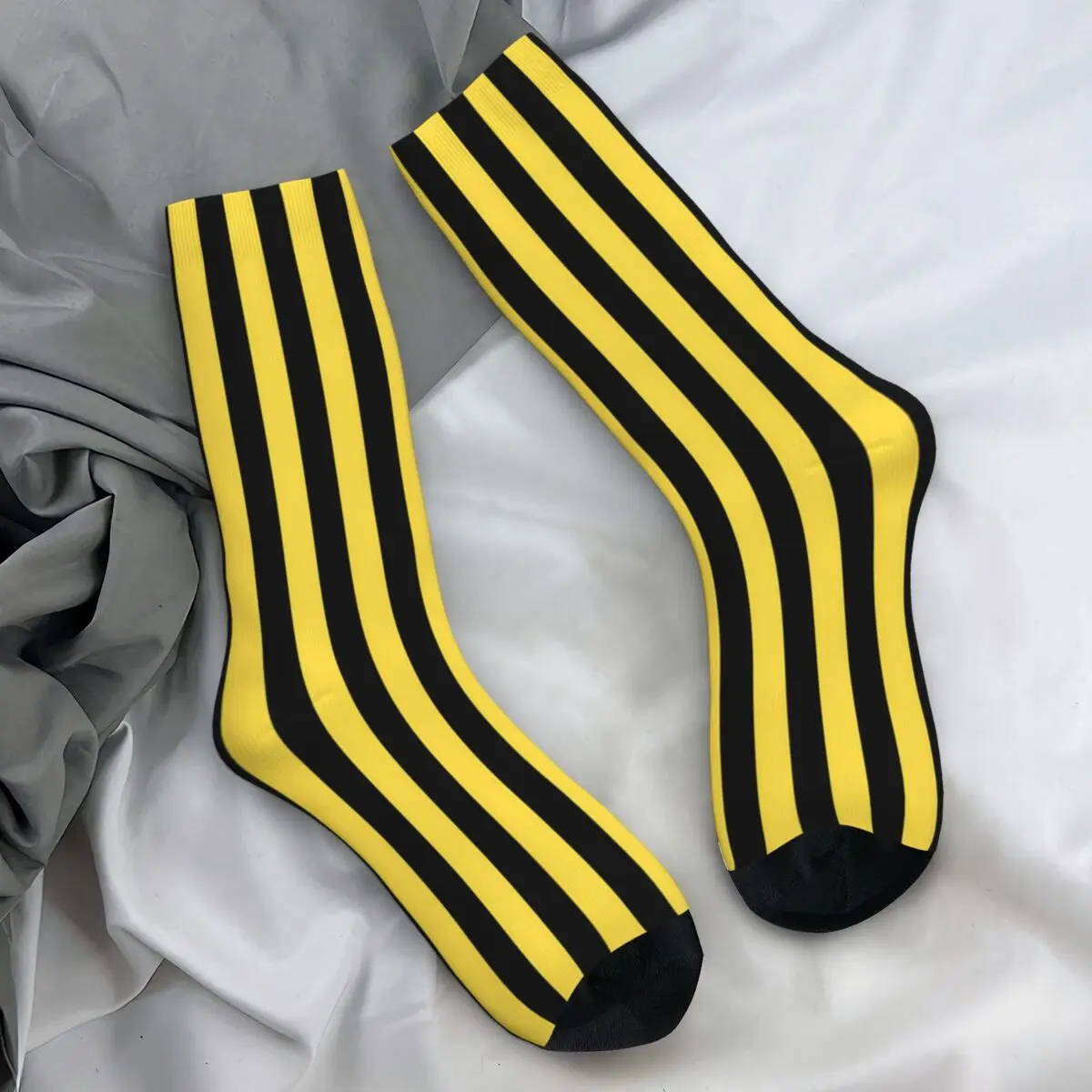 Vertical Striped Stockings Black And Yellow Pattern Fashion Socks Winter Anti Sweat Socks Girls Outdoor Breathable Socks