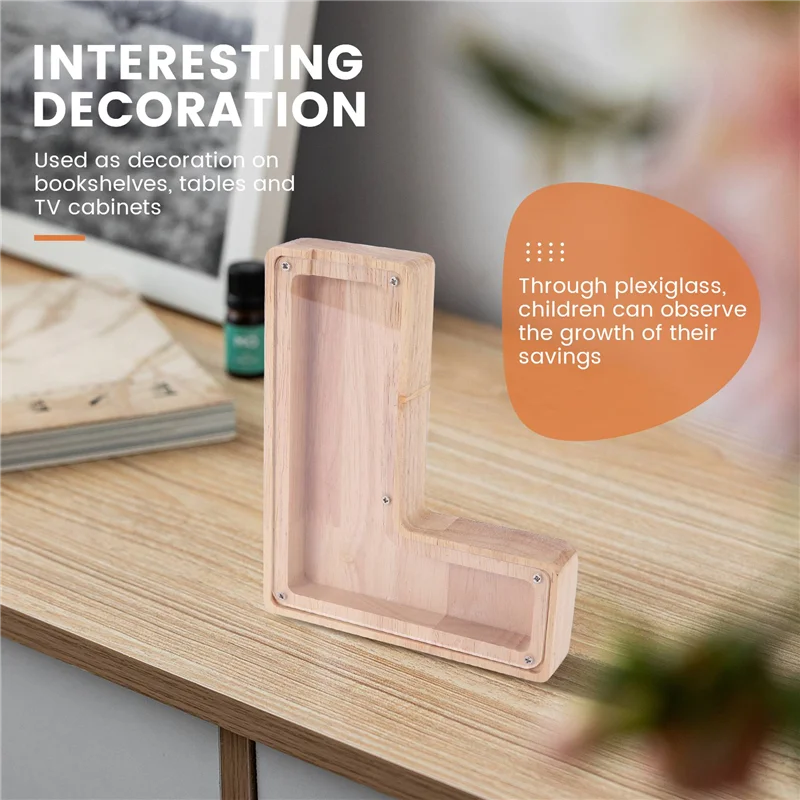 HFES-alcancía personalizada de madera, alfabeto de juguete para niños, tarro de dinero, moneda, caja de ahorro para adultos, decoración de letras