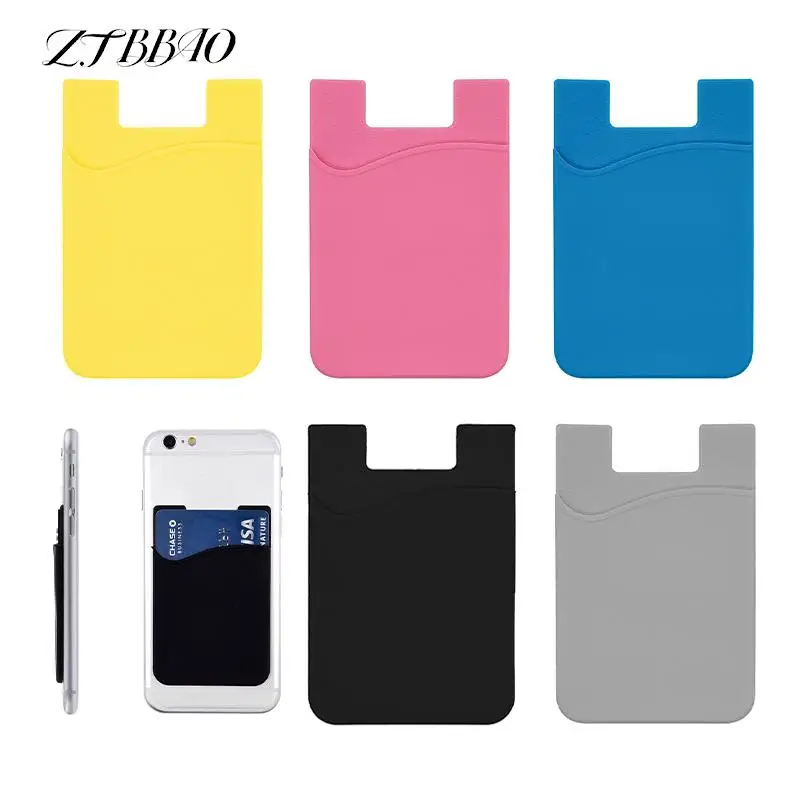 

Universal Credit ID Card Holder Silicone Wallet Case Adhesive Pocket Sticker New Fashion Cellphone Accessory Mobile Phone Wallet