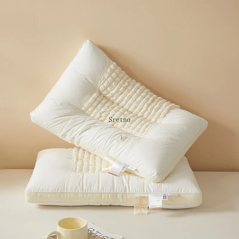 SRETNO Breathable Pillow for Sleeping Soft Fluffy Care Cervical Spine Body Pillow High Resilience Washable Neck Pillow almohadas