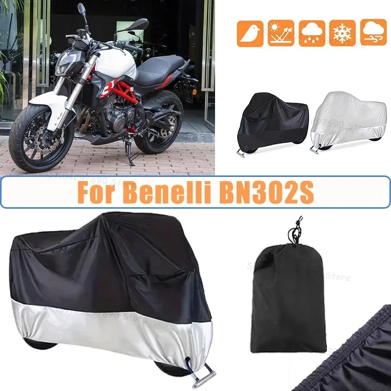 210D Oxford Motorcycle Cover Waterproof All Season UV Protection For Benelli BN302S Anti-Tear Windproof Motorbike Cover