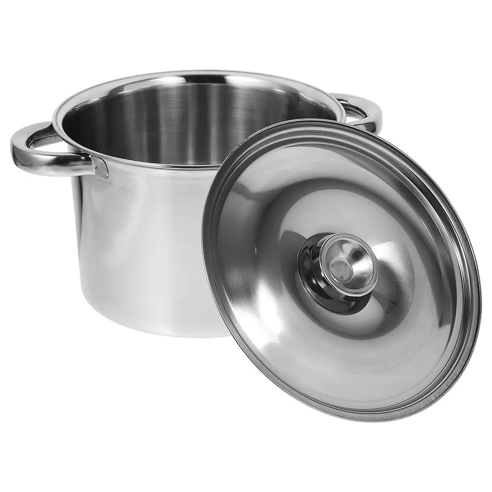Heavy Duty Stainless Steel Stock Pot 18 Cm Dual Handle Round Shape for Home Cooking Soup Boiling Broth Making Hot Pot Induction