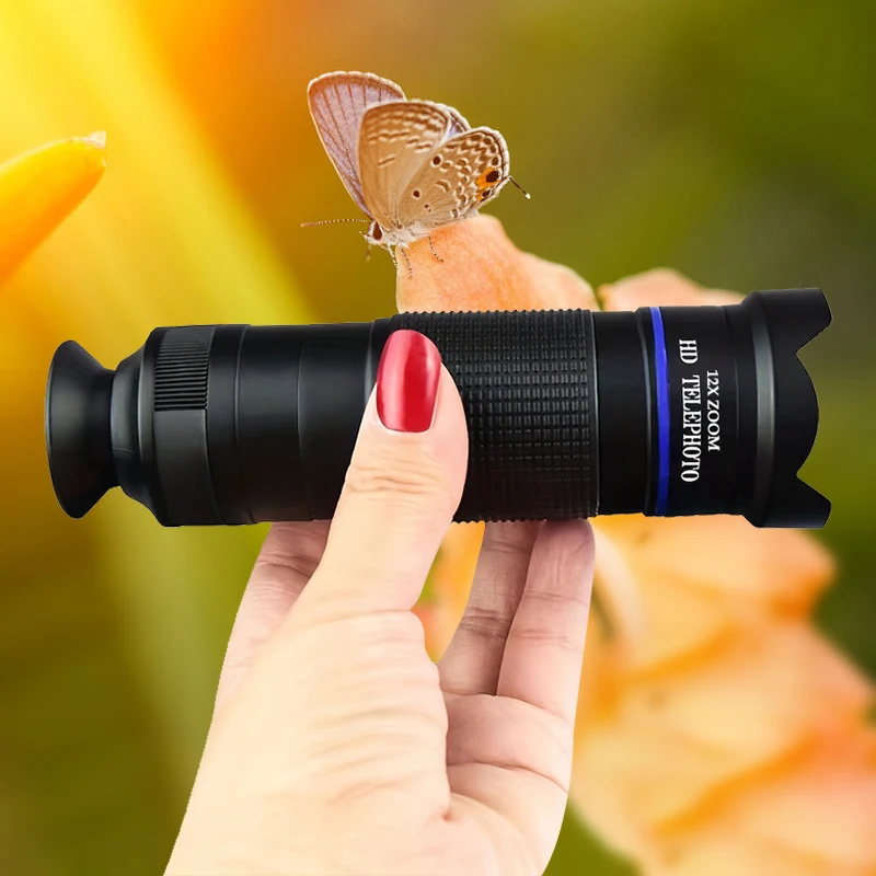 

Telephoto Lens 12X For Mobile Phone Telescope Monocular With Phone Clip Suit Most Smartphones For Watching Competition Camping