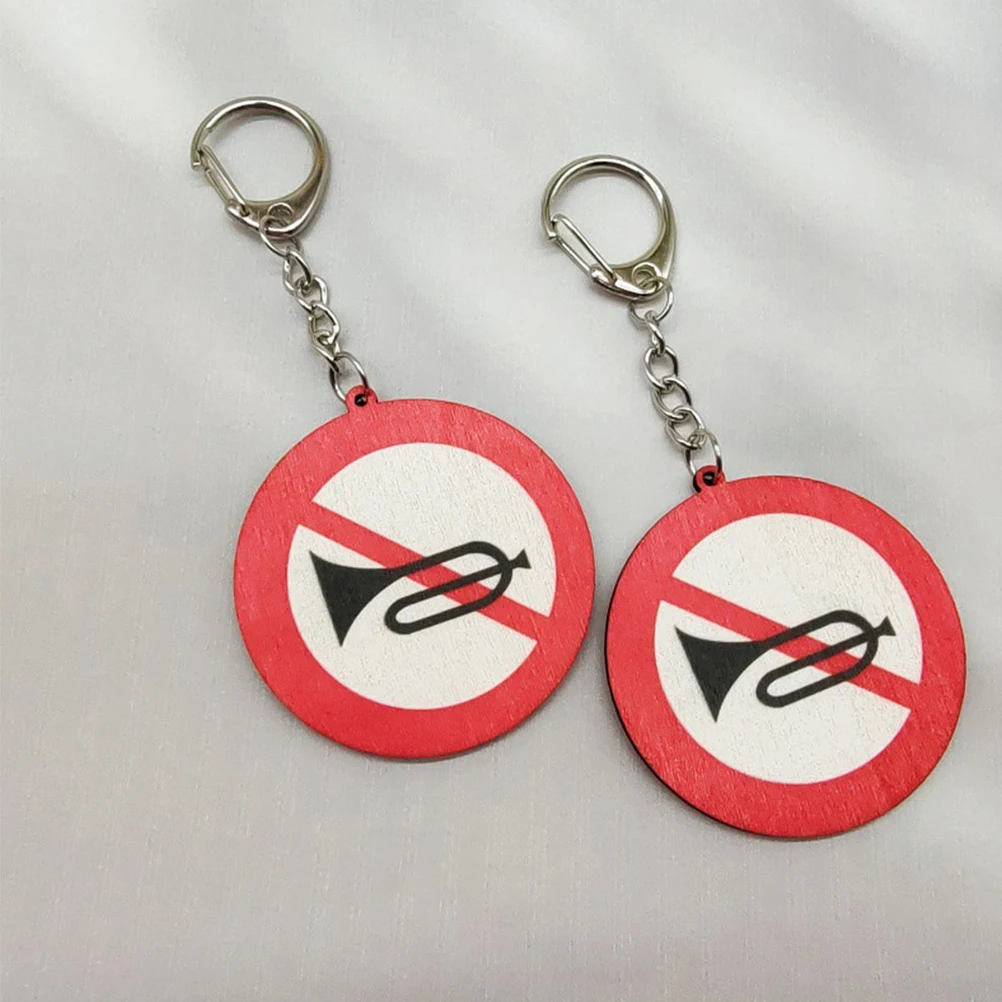 

4Pcs Road Traffic Sign Key Ring Compact Keychain Pendant Bag Hanging Decor Durable Metal Keychain Car Key Accessory