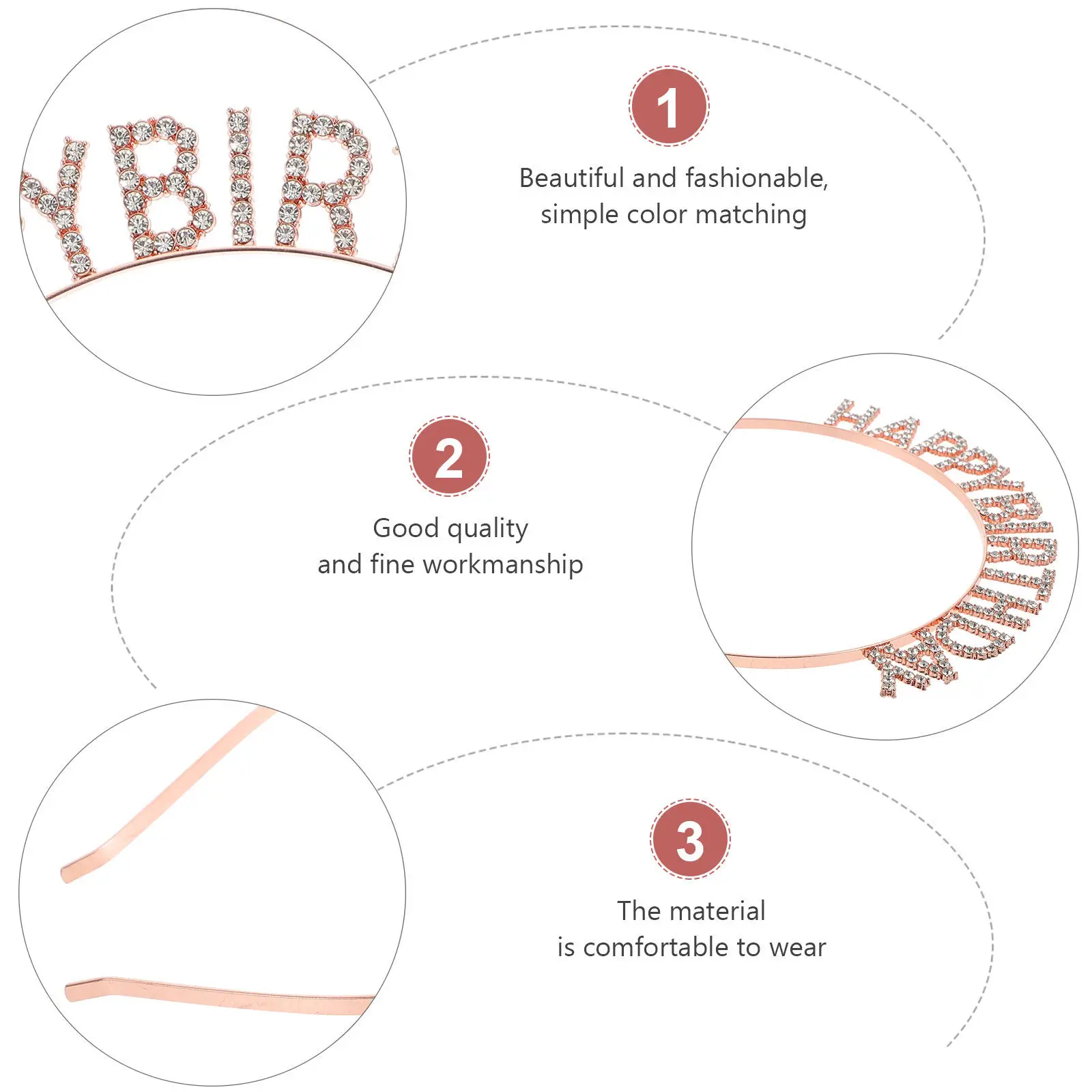 

Rhinestone Birthday Hairband Delicate Chic Sparkling Party Hair Accessory for Women Girls Birthday Party Headdress Lovely