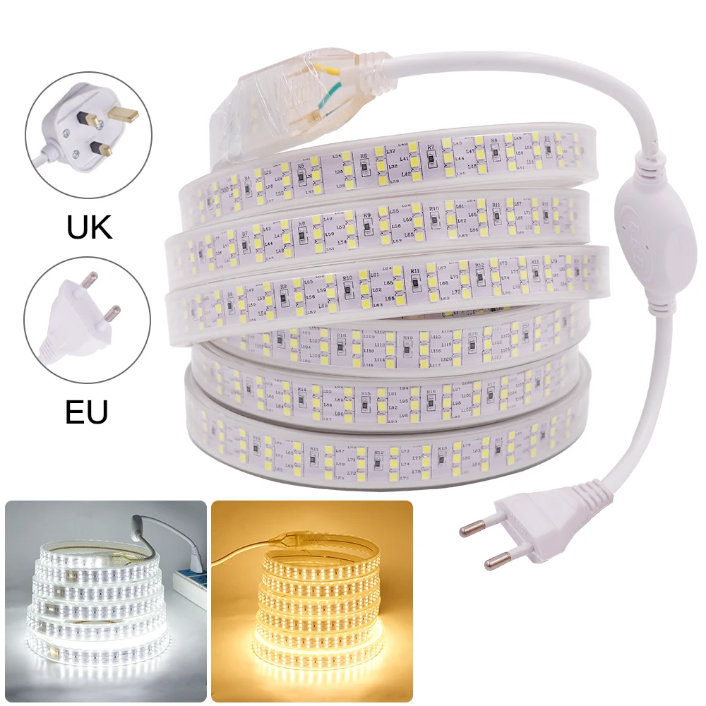 Taśma LED 220V wodoodporna 276 leds/m SMD 2835 High Bright elastyczna taśma wstążkowa liny dekoracja do przydomowego ogrodu LED Lights