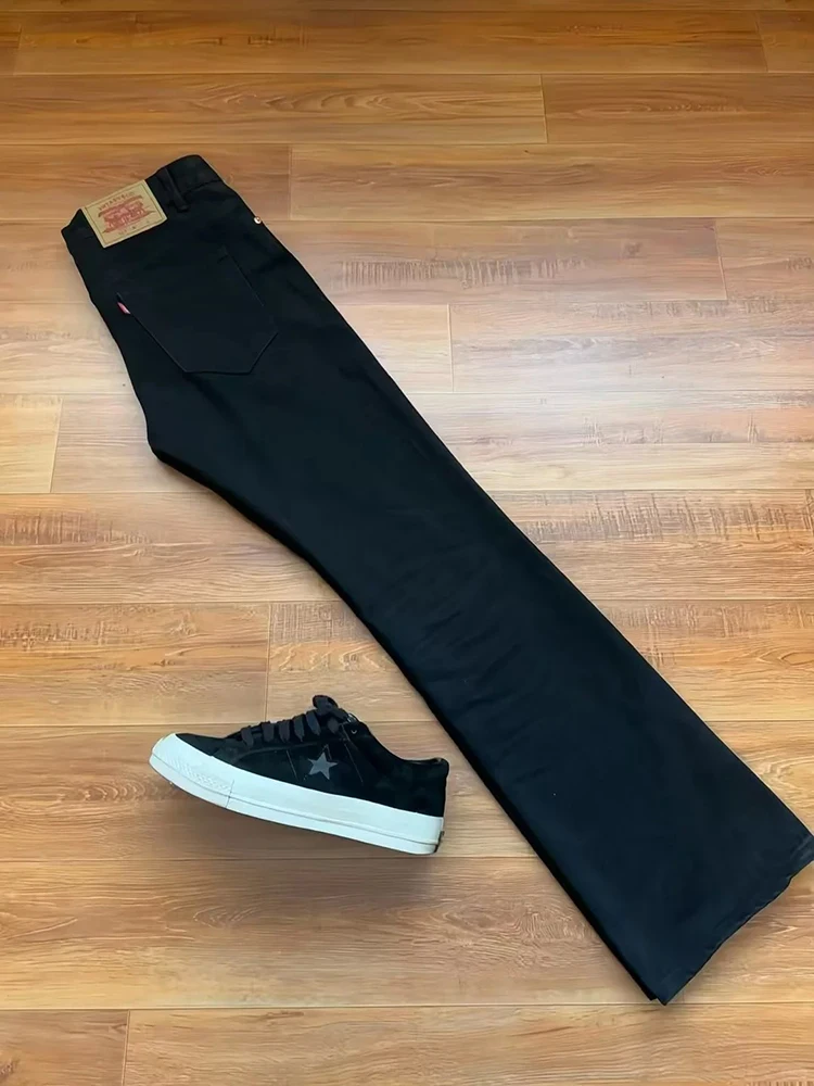 

GSS Lab Men's Denim Jeans Bla Le Blade Wide Leg Straight Micro Flare Trousers Elastic Large Size High Waist Long Pants