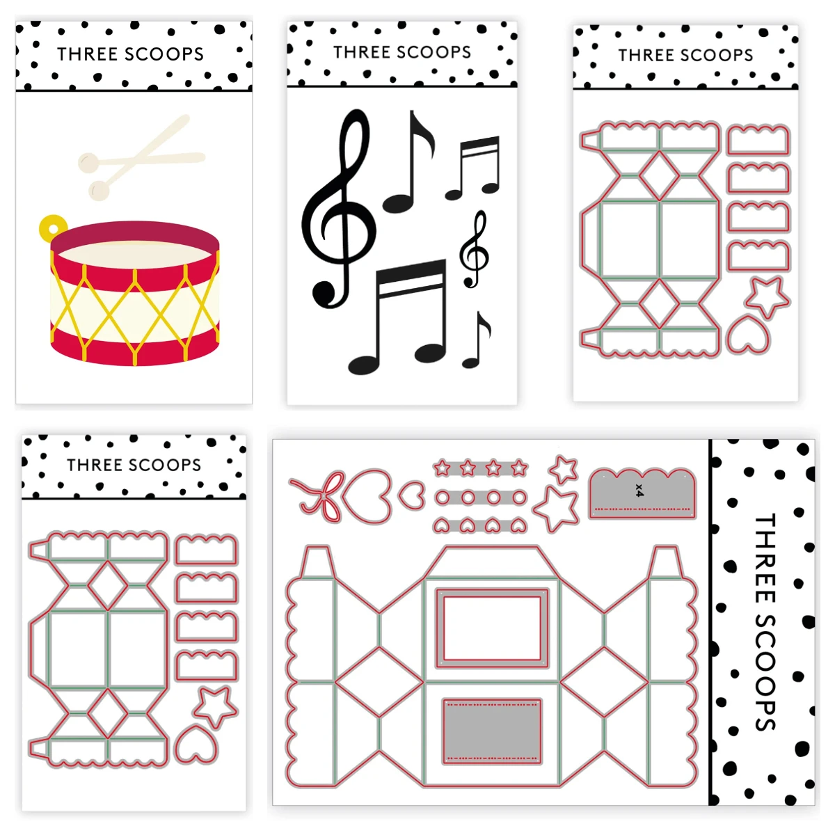 

2025 New Christmas Cutting Embossing Dies Lille Bangs Stor Bangs Drum Node Dies DIY Scrapbooking Greeting Card Diary Handmade