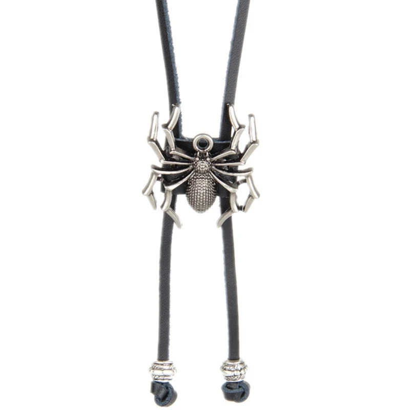 Bolo Tie for Men Western Cowboy Necktie with Stereo Spiders Buckle Gentleman Formal Meeting Costume Accessories