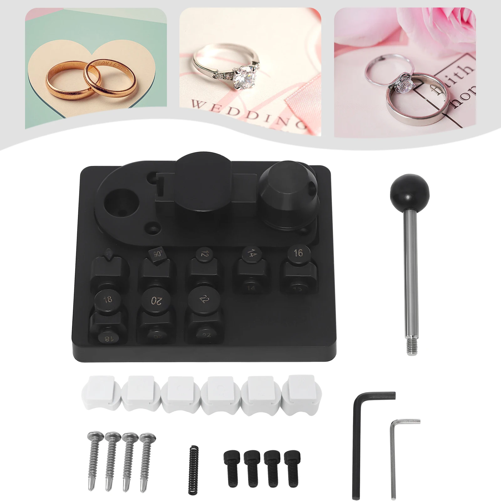 

Manual Ring Bending Tool Tabletop Jewelry Making Machine with 12‑22mm Molds Nylon Dies for Ring Earring Bracelet Craft Making