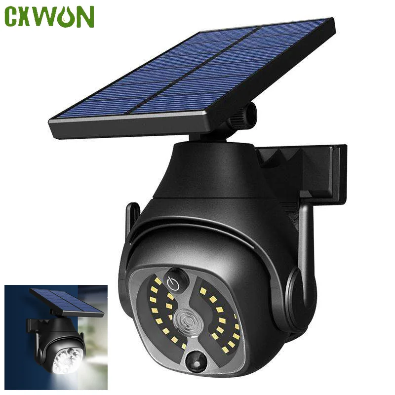 Solar Wall Lighting Lights with Camera Motion Sensor Lamp Energy Saving Simulation Monitoring LED Bulbs for Gardens Pathways