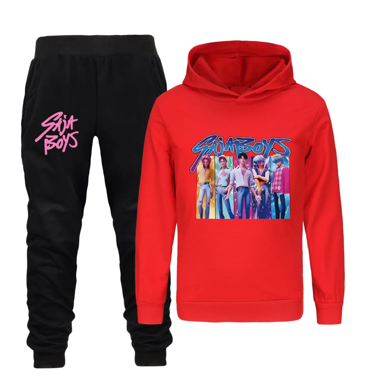 

Детские осенние Kpop Demon Hunters Saja с принтом для мальчиков, толстовка из 2 предметов + штаны, спортивные костюмы, одежда с капюшоном для мальчиков и девочек, детская одежда
