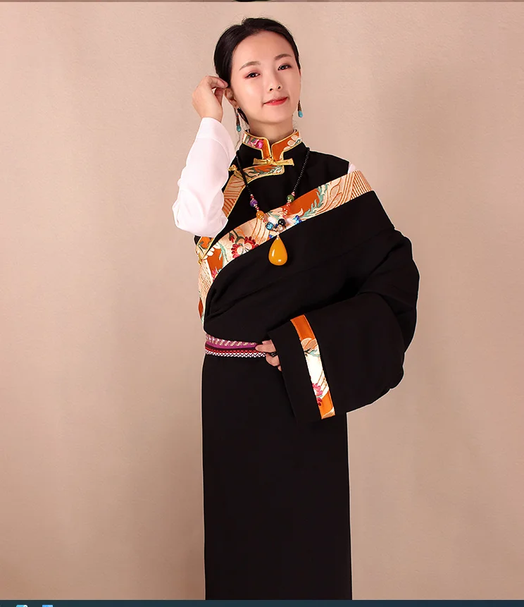 New Tibetan Robe Brocade Lace Women's Two Piece Tibetan Suit