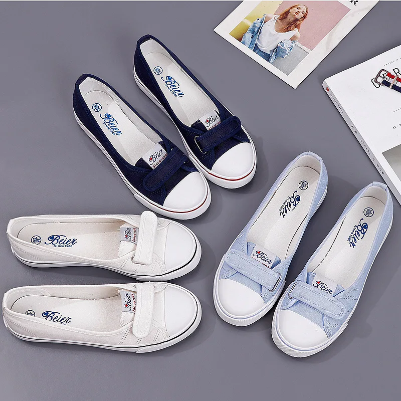 2023 Summer New Shallow Mouth Low Help Canvas Shoes Flat Korean Version of Small White Shoes Female Multi-color Shoes