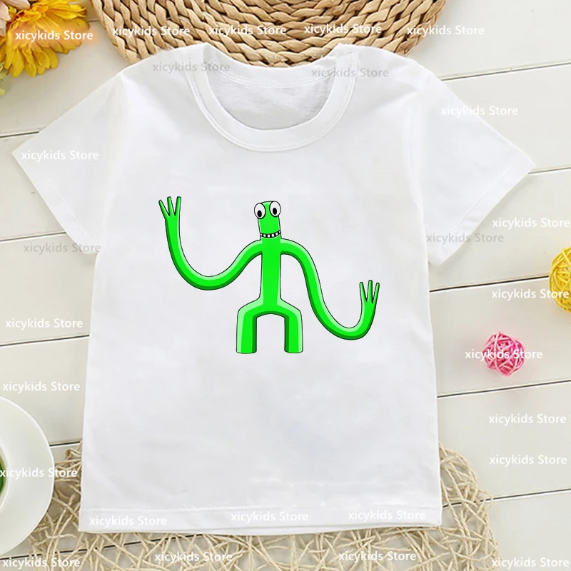 T-shirt for boys/girls video game rainbow friend cartoon printed children's clothes tshirts cute girls clothes baby white tshirt