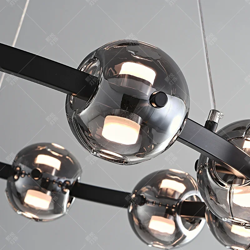 Imagem -04 - Luzes Pendentes de Vidro Redondo Italiano Smokey Grey Hanging Lights Iluminação Nórdica para Sala de Estar Decoração para Casa