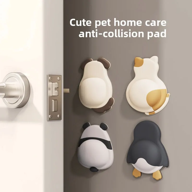 Silicone Adorable Pet Anti - collision Pads - Soft Door Stickers, Anti - collision for Fridge & Door, Penguin & Panda Designs