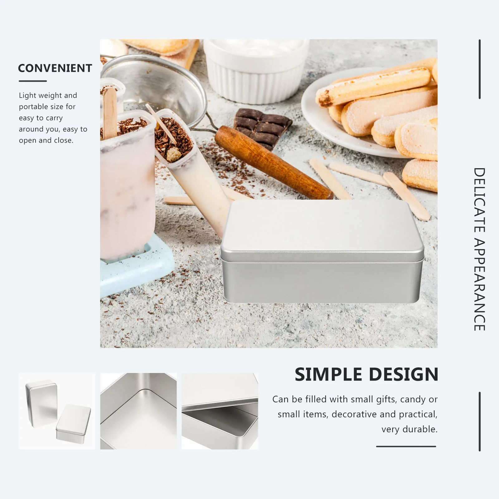

2pcs Premium Tinplate Cookie Boxes Multi-Function Candy Storage Cases Tall Baking Dessert Packaging Boxes Household Tea