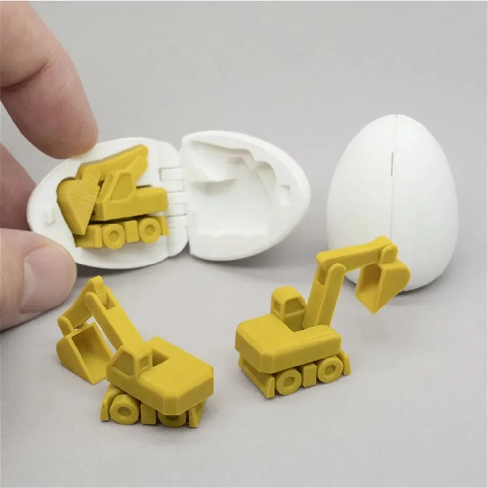 New 3D Printing Mini Car Truck Excavator Egg Desk Decoration Home Decor for Kids Toy Funny Novelty Gift