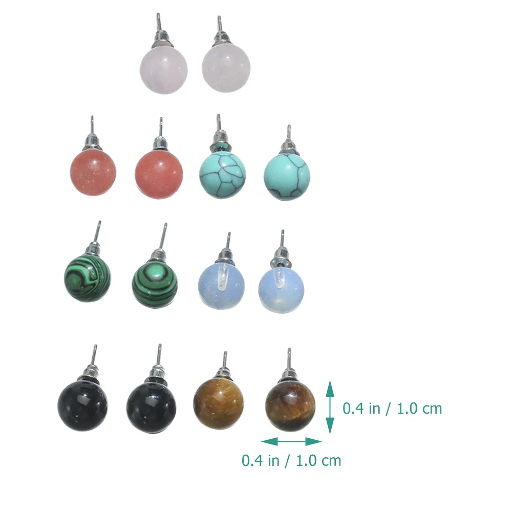 

7 Pairs Stud Earrings Studs for Women Turquoise Jewelry Gemstone Trendy Fashion