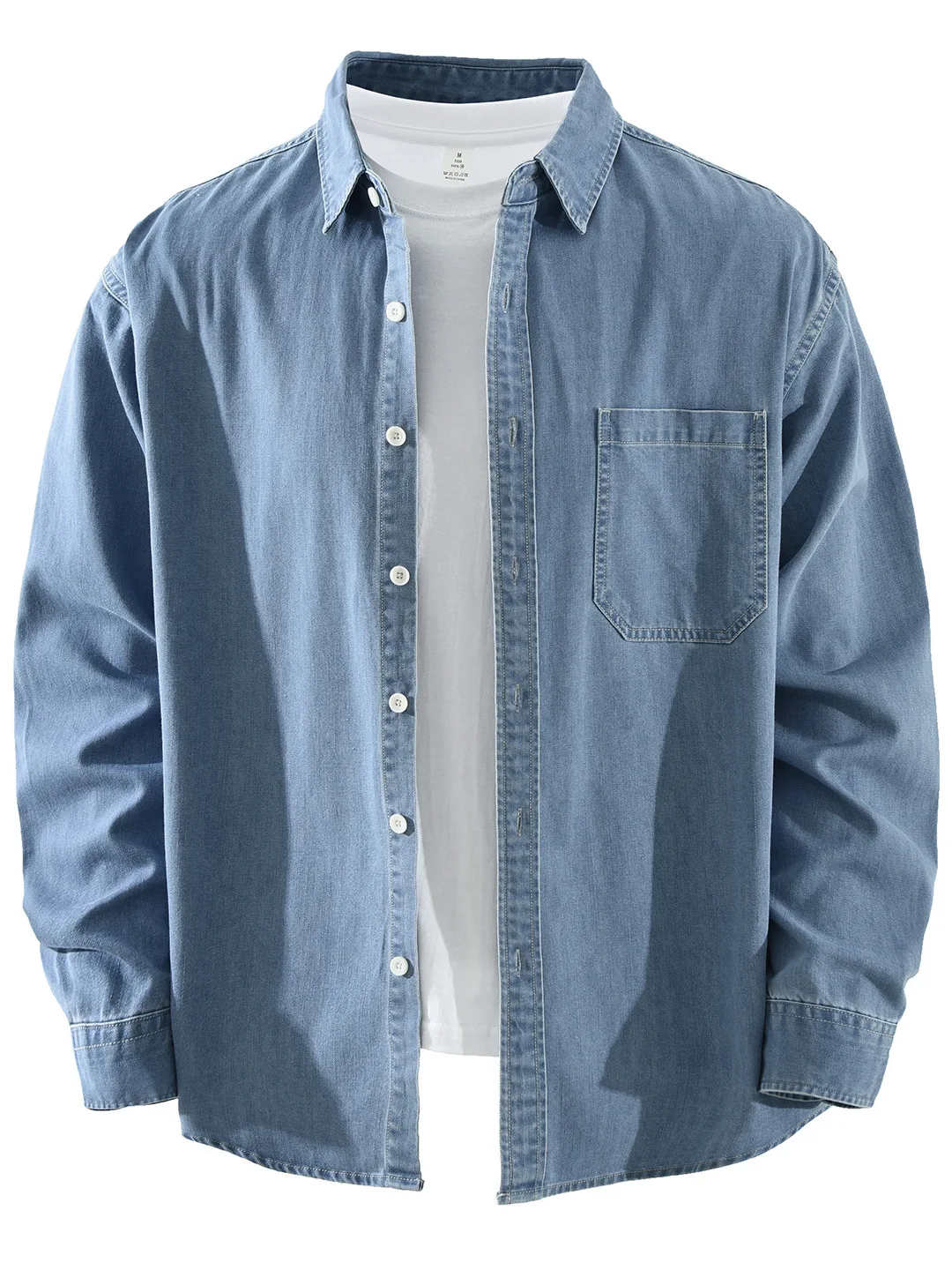 

Japanese Sle Loose Fit Long Sve Denim irt Men's Faionable Versatile Casual Collared Pure Color Jaet Coat