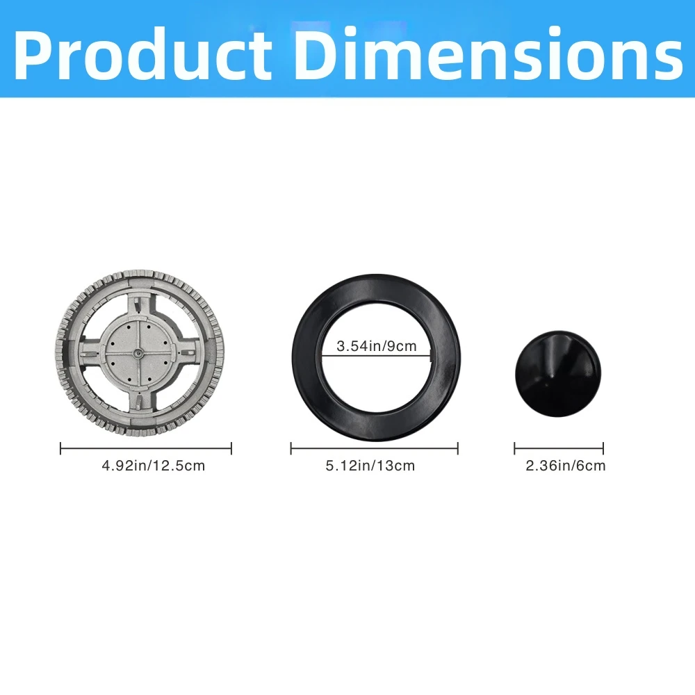 3pcs Gas Cooktop Burner Cover Set Flame Distributor Aluminum Iron High for temp Material for Uniform Flame Control