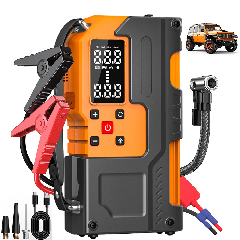 Portable Digital Tire Inflator for Cars Bicycles 150psi ABS Air Compressor Jump Starter Bike Cycling Tire Pressure Monitor