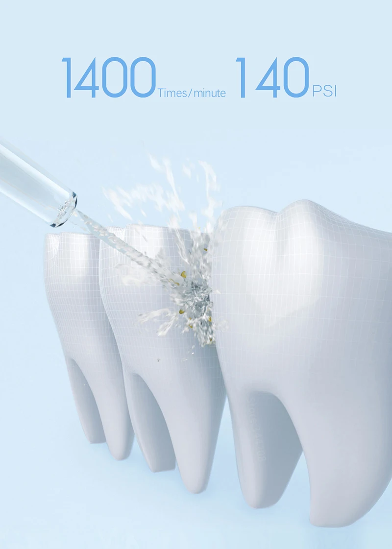 XIAOMI MIJIA Irrigador Oral Portátil, Irrigador Dental, Fio Dentário, Limpador Dente, Waterpulse, 200ml, 1400/min