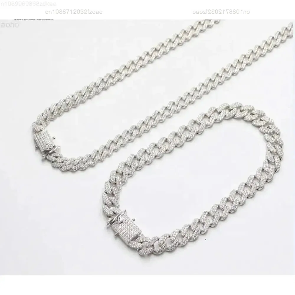 

Selling 13mm Iced Out Miami Cuban Link Necklace Gold Silver Plated Necklaces Chain Diamond Chain Bling for Men