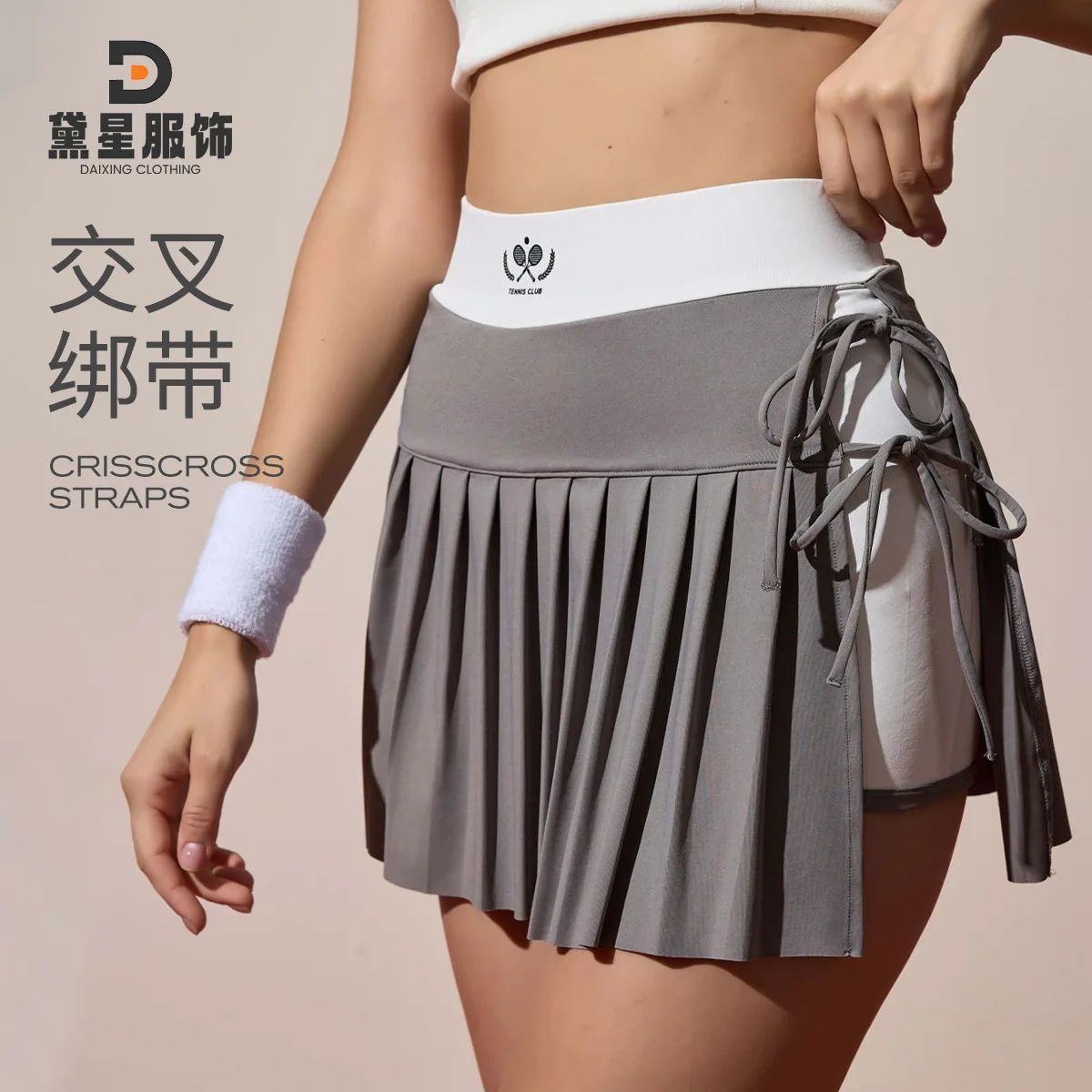 

Summer Pleated Tennis Skort Tied side Sport Skirt with Shorts Badminton Running Workout Clothes 2026 New Anti-glare Breathable