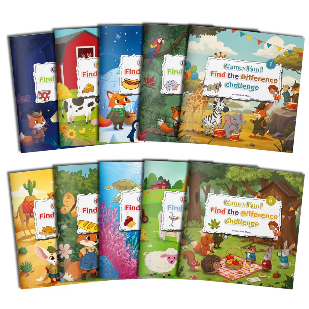 Games Fun! Find the Difference Challenge—10 Books| Spot-the-Difference Activity Books for Kids • Seek-and-Find Visual Puzzles