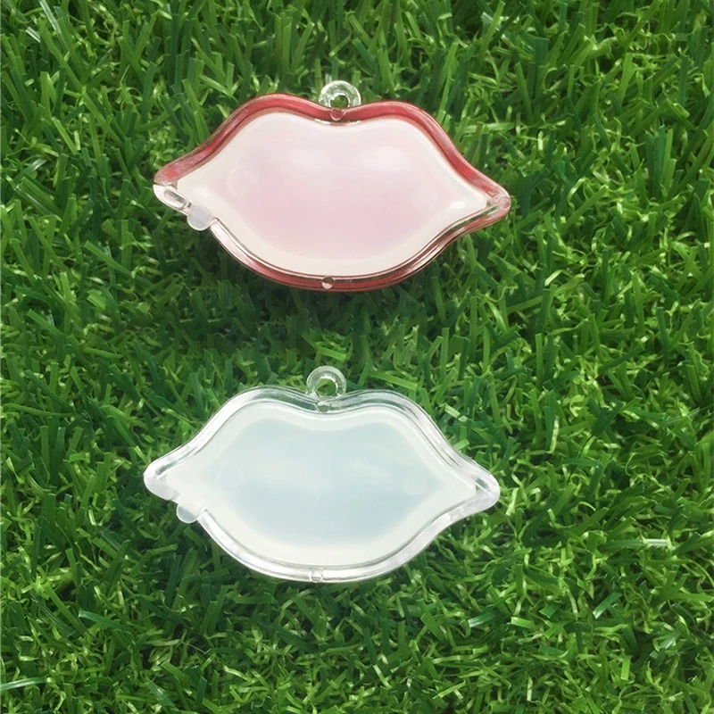 Clear Empty Lip Shape Refillable Container, Beauty Cosmetic Travel Lipstick/Eyeshadow Powder/Blusher Case Refillable Storage Box