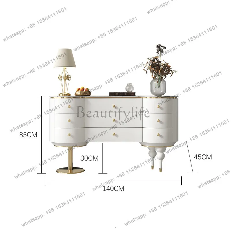 American light luxury nine chest cabinet bedroom drawer high design sense solid wood entrance TV cabinet