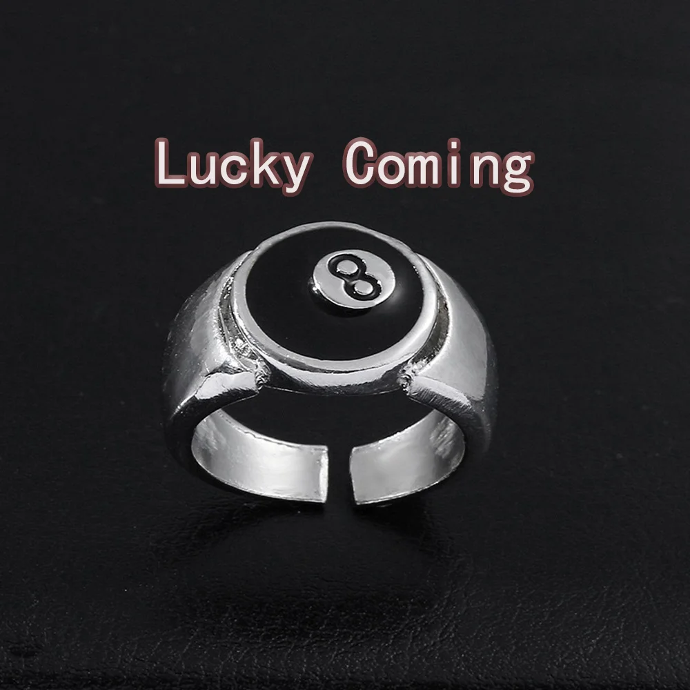 New men's ring retro black 8 personality alloy ring popular cross-border wholesale neutral fashion lucky ring