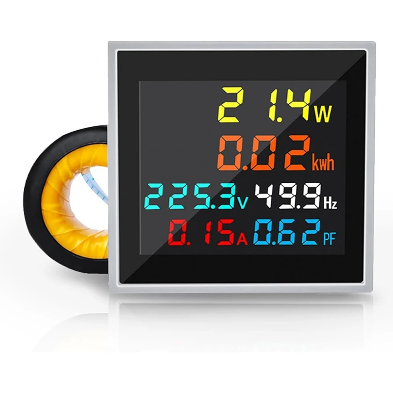 

A82I-Energy Meter, AC 50-300V 100A Mini Power Monitor 6In1,LCD Display, Voltmeter, Ammeter,Wattmeter,Frequency Tester With CT