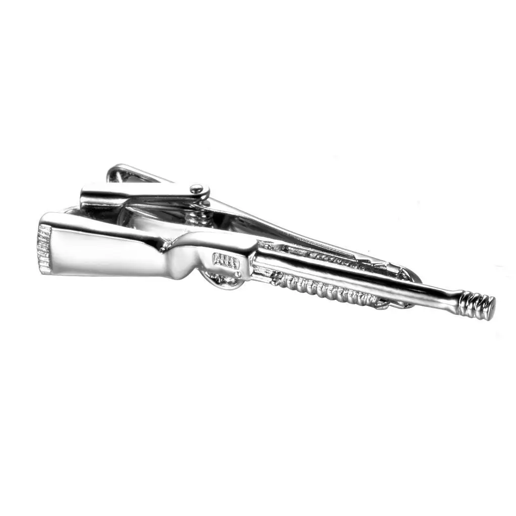 Vintage Metal Rifle Tie Clip Wedding Necktie Clasp Pin Bar-Silver Color color