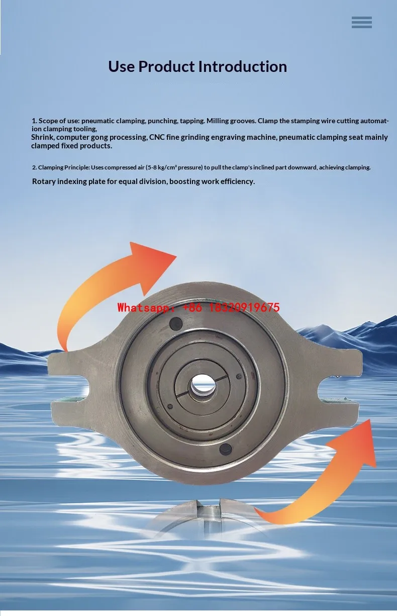 Cyclmotion CNC Vertical pneumatic chuck automatic lathe drilling and tapping automation quick clamp rotary chuck seat