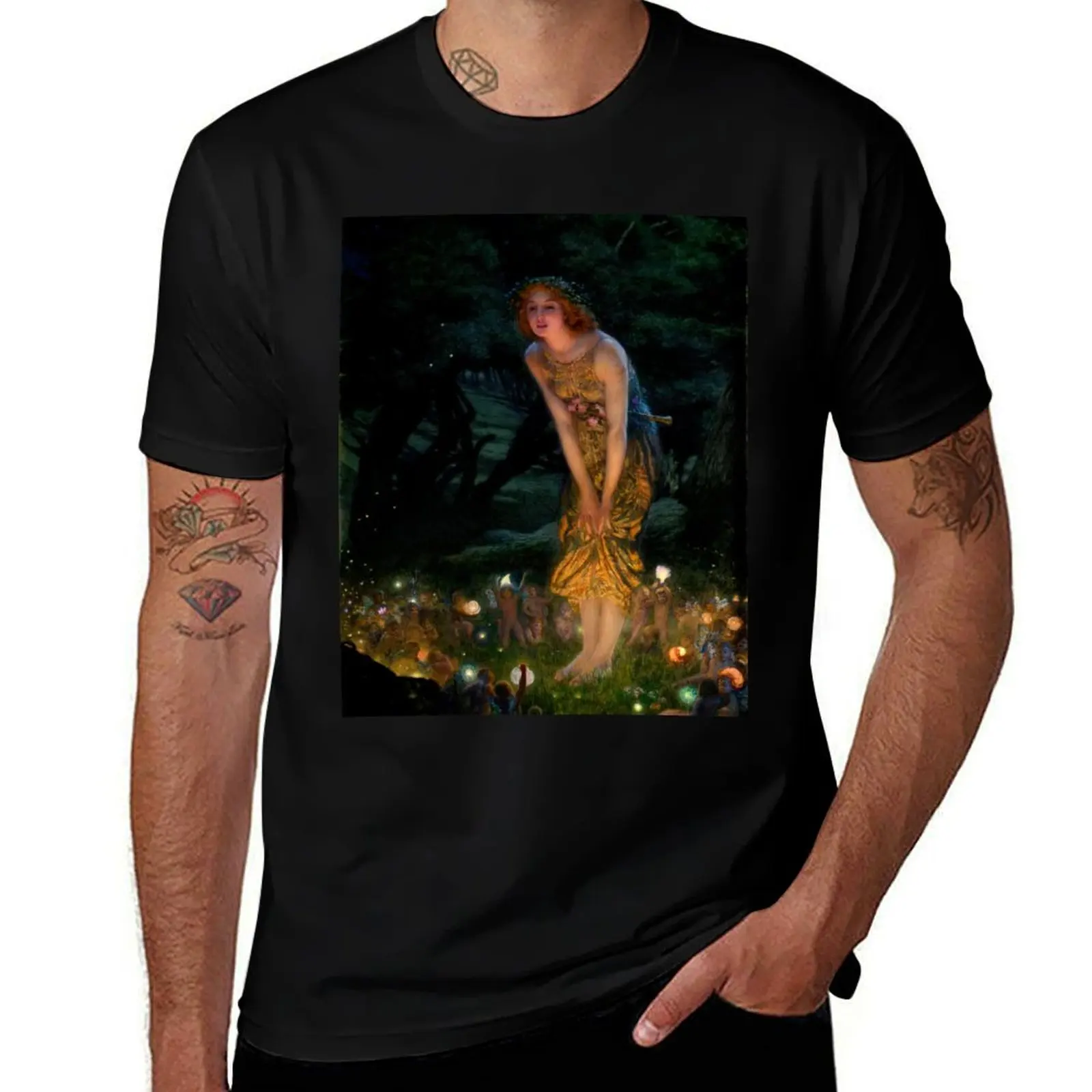 

Midsummer Eve by Edward Robert Hughes T-Shirt Short sleeve tee Blouse kawaii clothes quick-drying mens t shirts