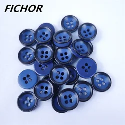 50pcs 11.5mm 4 Holes Dark Blue Round Resin Buttons Flatback DIY Crafts Children's Apparel Clothing Sewing Accessories K10041