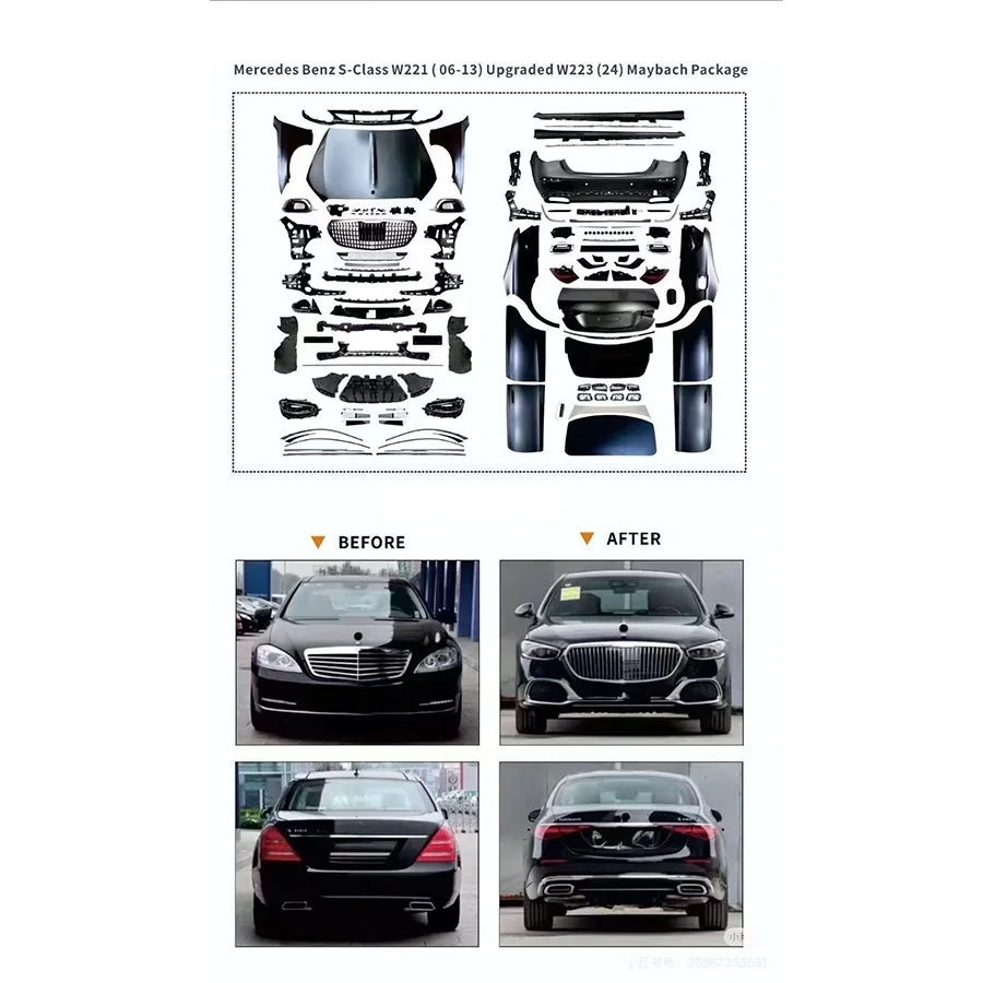 JT W222 Interior Upgrade for benz S Class W222 14-20 Upgrade to W223 24  for maybach Full Body Kit W223 Exterior Upgrad