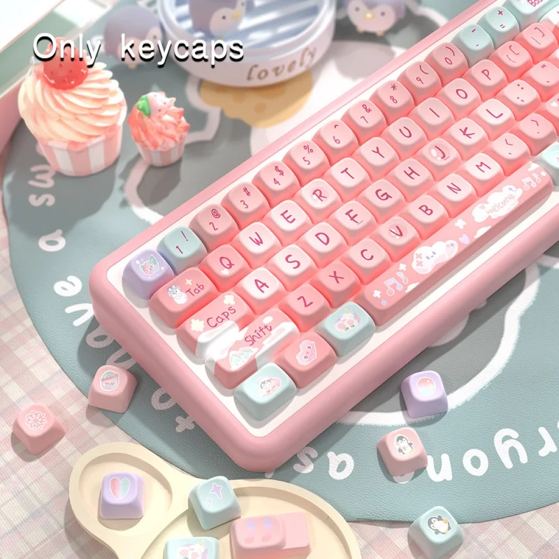 138/158 Key Pink Mist Glacier Themed Keycaps Sca Original Factory Highly Personalized Pbt Cool Mechanica Keyboard Keycaps