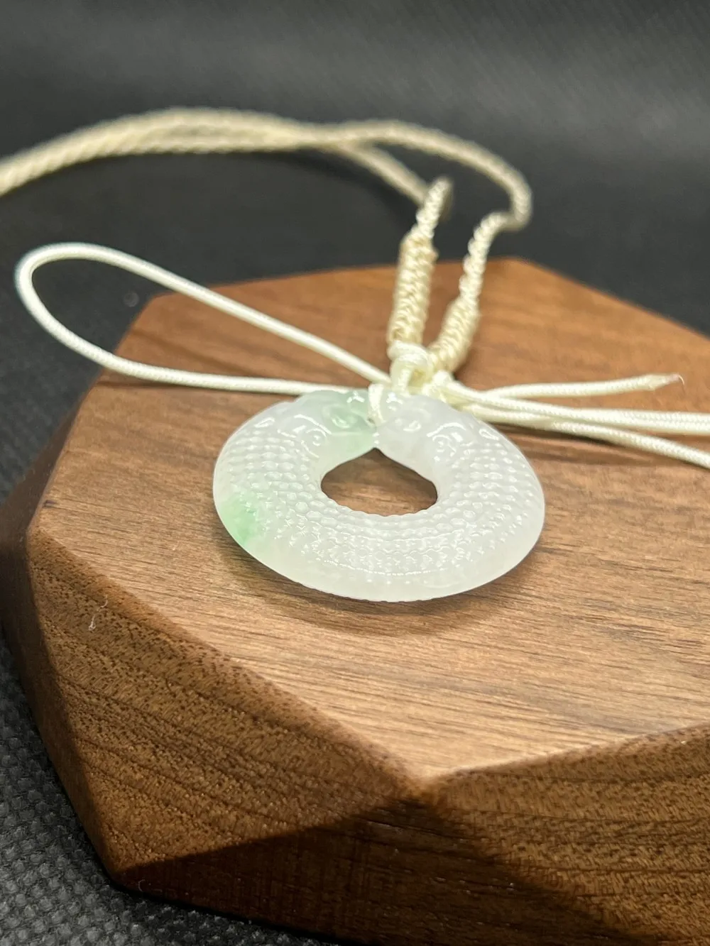 Grade A Natural Myanmar Jadeite Double Dragon Ring Pendant Protective Jade for women man