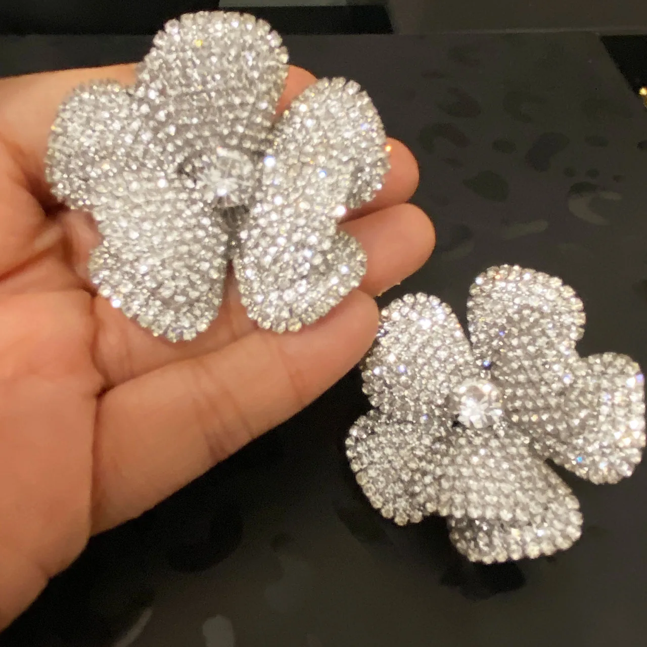 New Jewelry & Accessories Retro Style Crystal Three-Dimensional Rose-Shaped Large Earrings For Women's Parties & Gifts